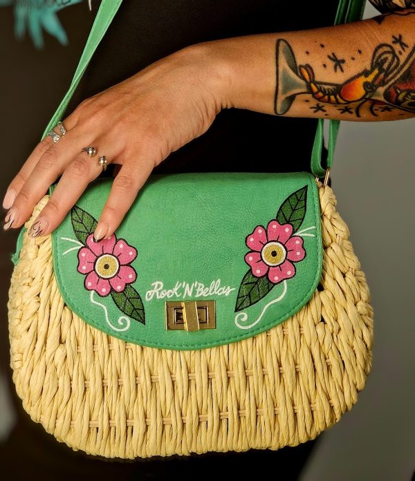 bolso rafia FLOR CEREZO