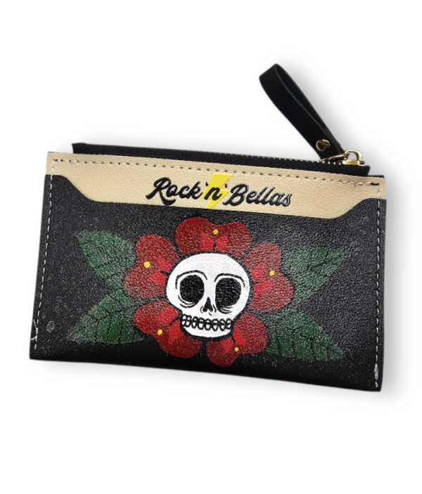 monedero tarjetero FLOWER SKULL