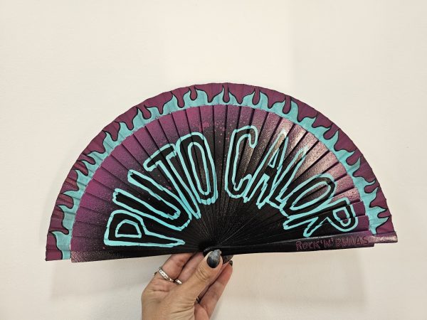 abanico PUTO CALOR turquesa peq.